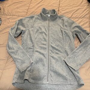 Old Navy Light Gray Full-Zip Teddy Fleece Jacket
